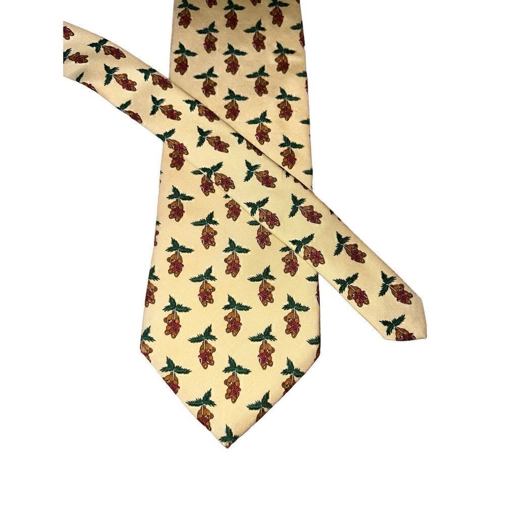 Brooks Brothers Golden Teddy Bear Print Handmade 100% Silk Neck Tie